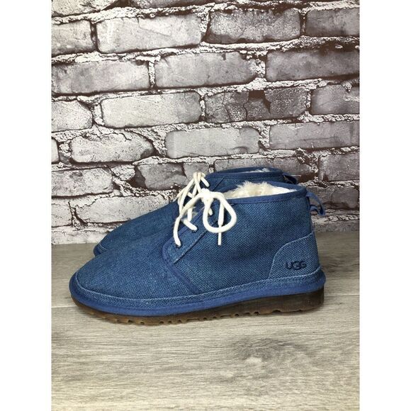 UGG Neumel Blue Fabric Fur WHT Lace Up Chukka Boots Men Sz 43EU/10M US 1117613 main image 11